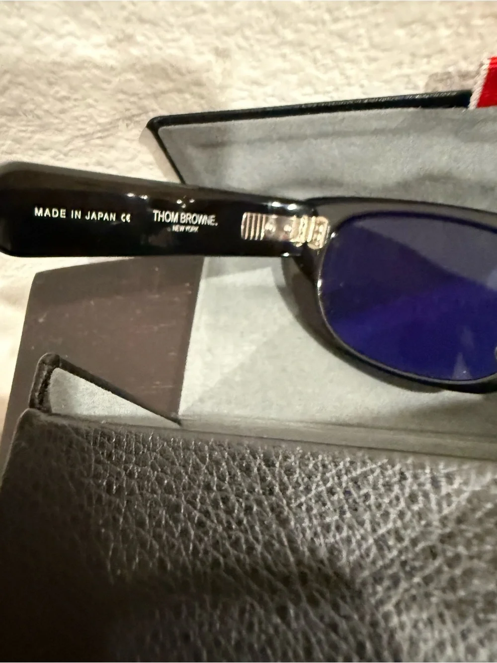 Thom Browne Black Gloss Rectangular Sunglasses